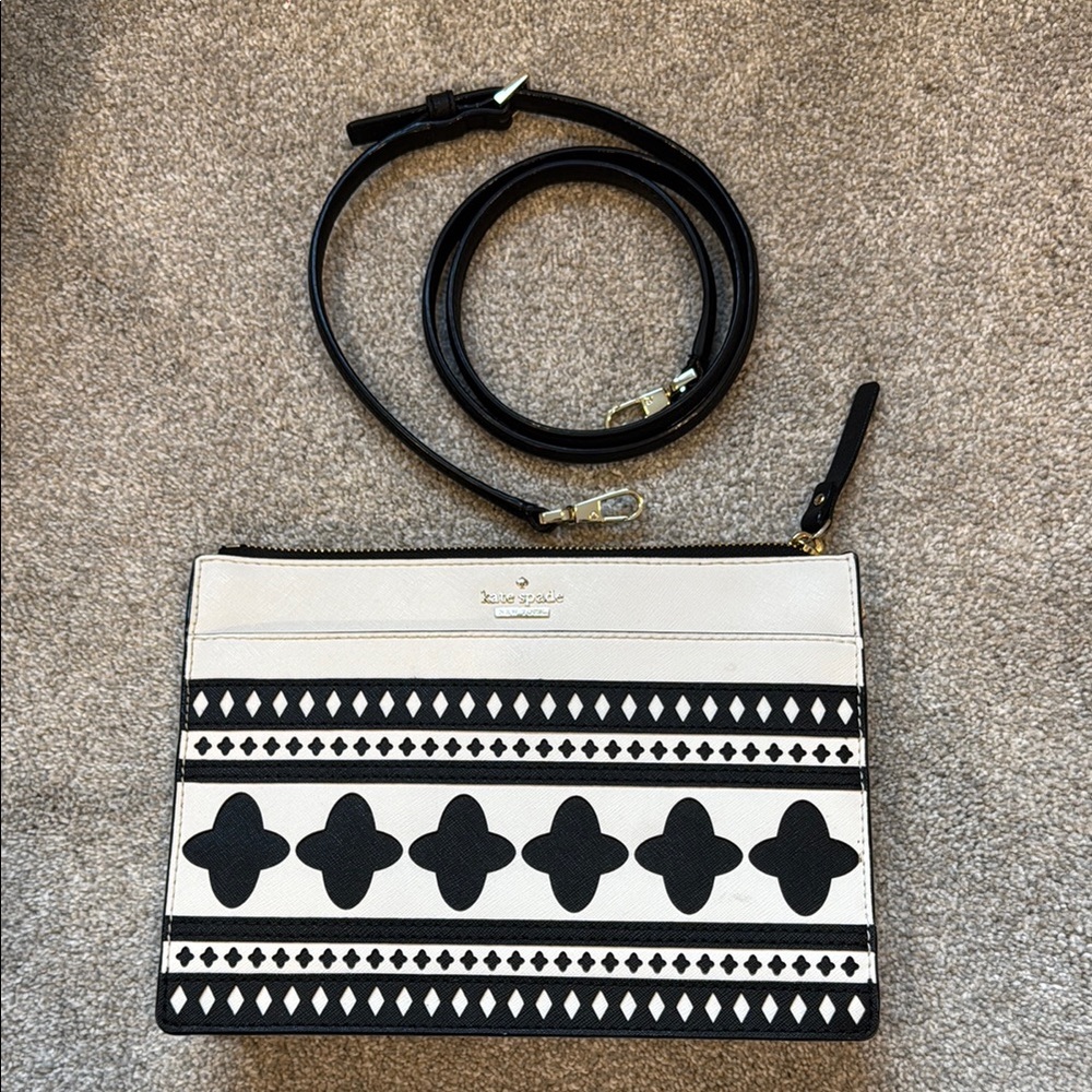 Kate Spade Black and White Geometric Clutch